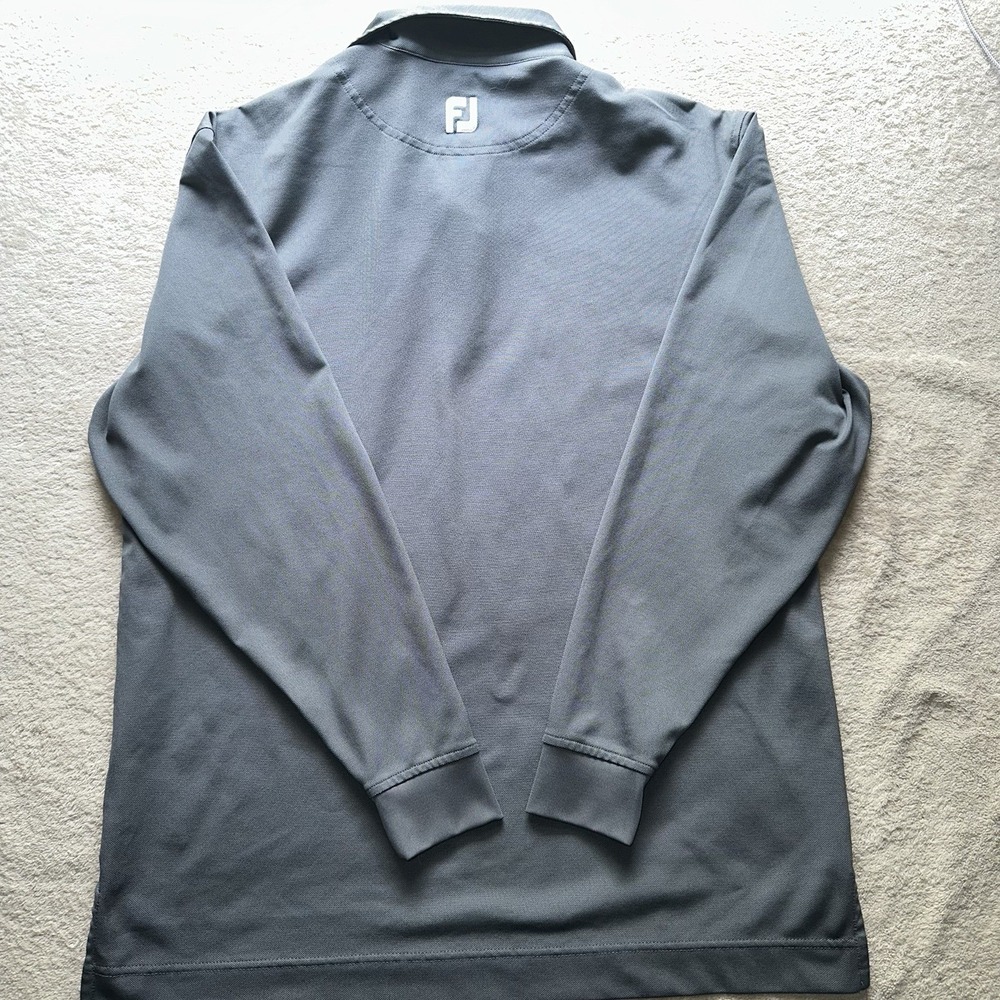 FootJoy FJ Mens Large Gray Long Sleeve Golf Polo Pink Gingham Trim 22759 - Picture 8 of 10